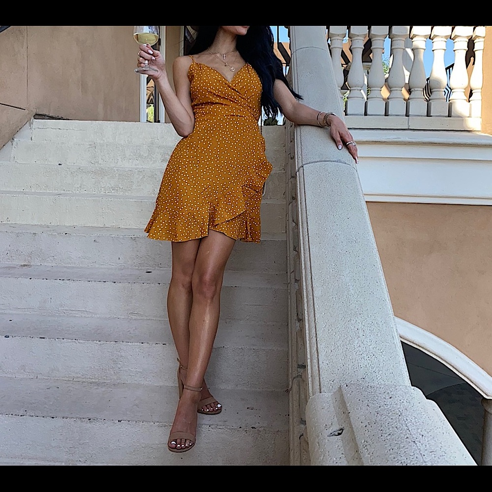 Missguided yellow polka dot dress